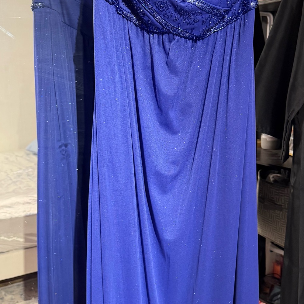 Onyx Nite Royal Blue Beaded Maxi Gown
